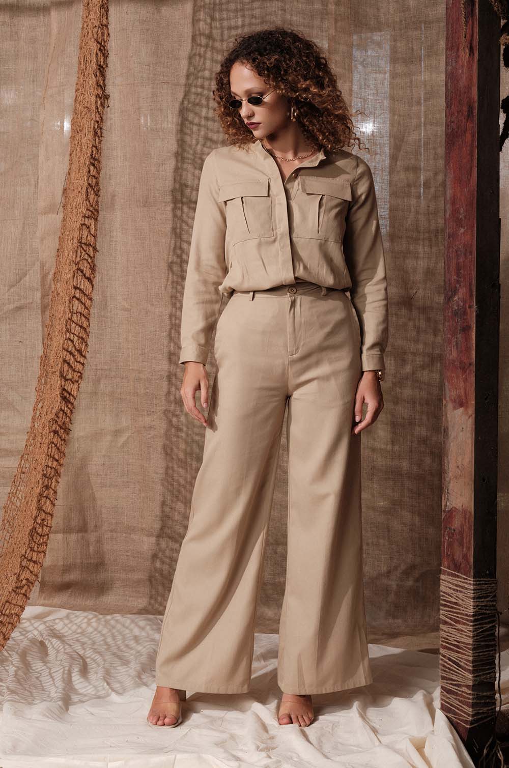 Wide Leg Pant - Beige