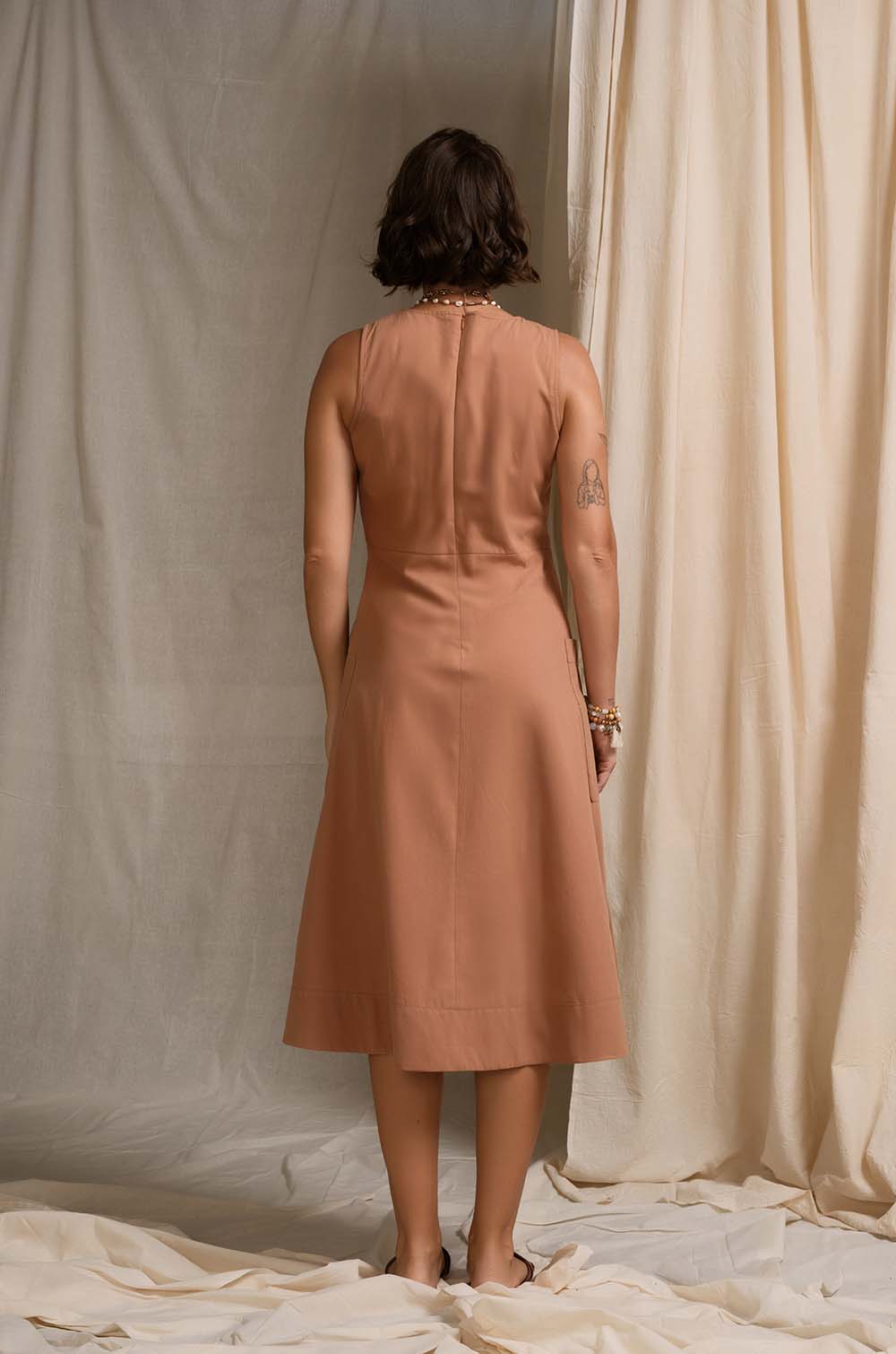 Pocket Detailed Midi Dress BROWN