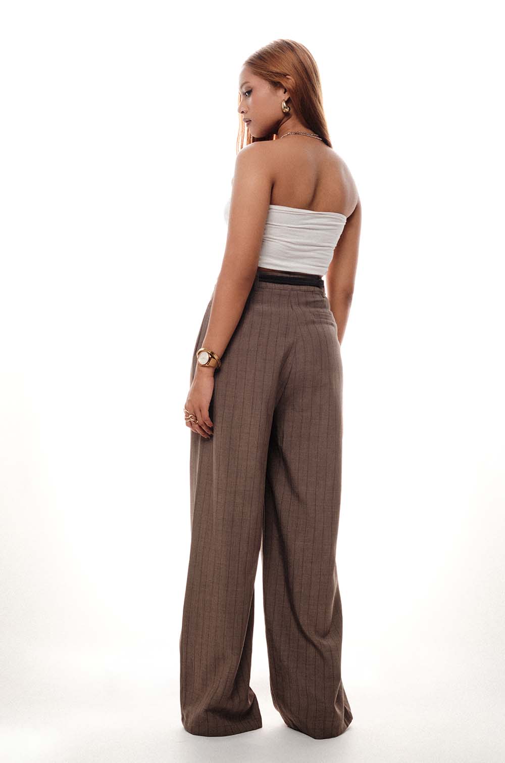 Striped Tailored Pants Brown