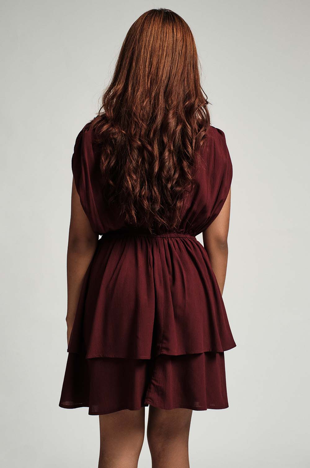 Flouncy Layered Dress - Maroon