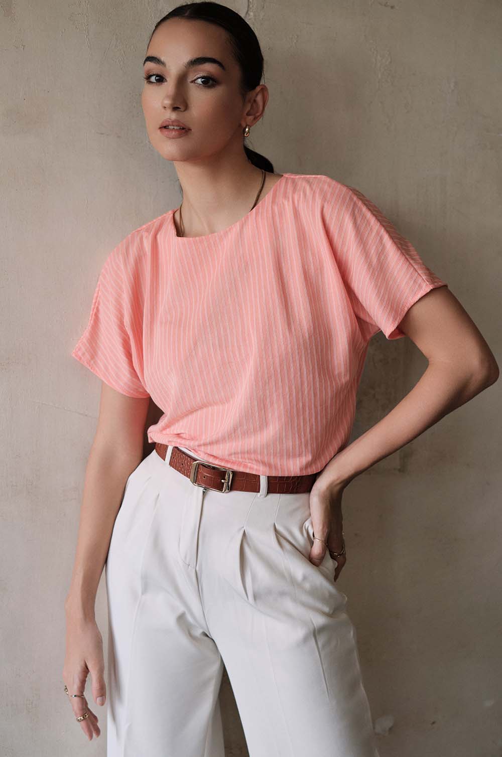 Peach Striped Top