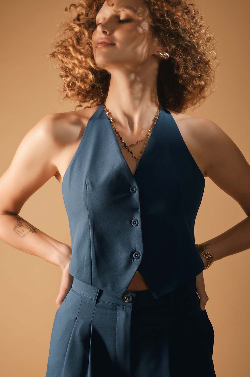 Halter Neck Vest - Blue