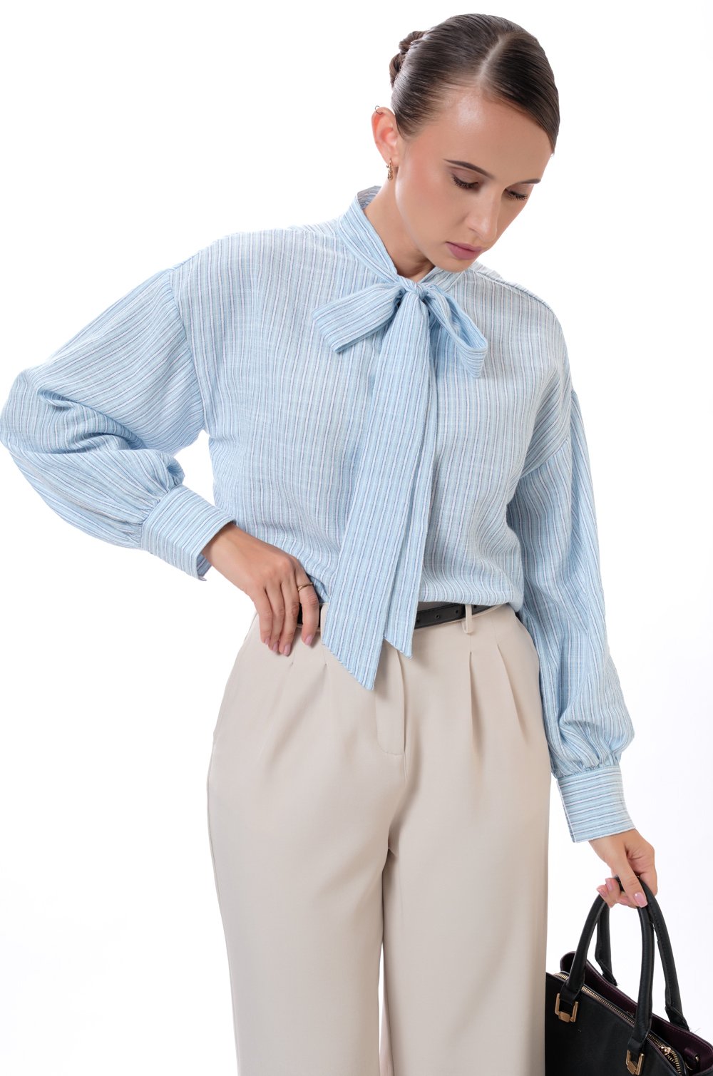 LONG SLEEVE TIE-COLLAR SHIRT