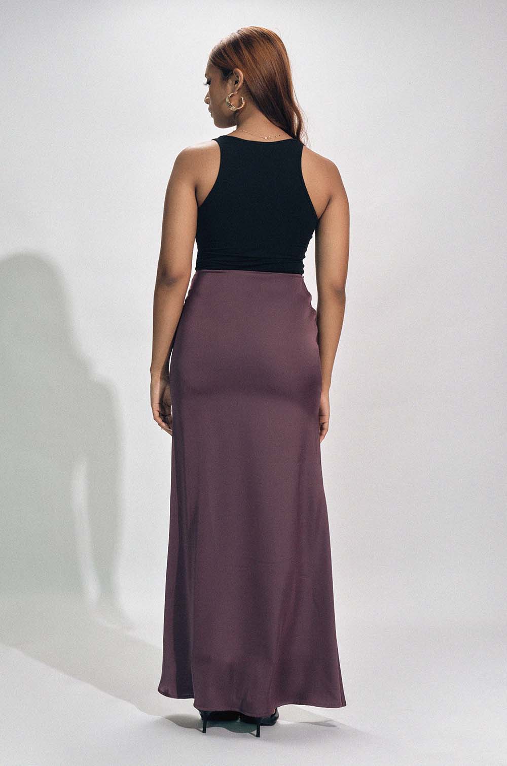 Satin Maxi Skirts - Purple