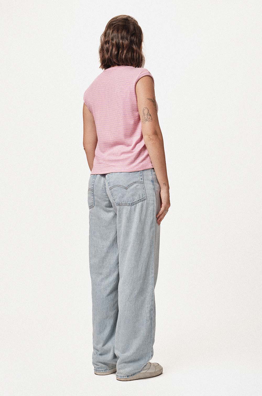 EXTENDED SLEEVE T-SHIRT - PINK STRIPE
