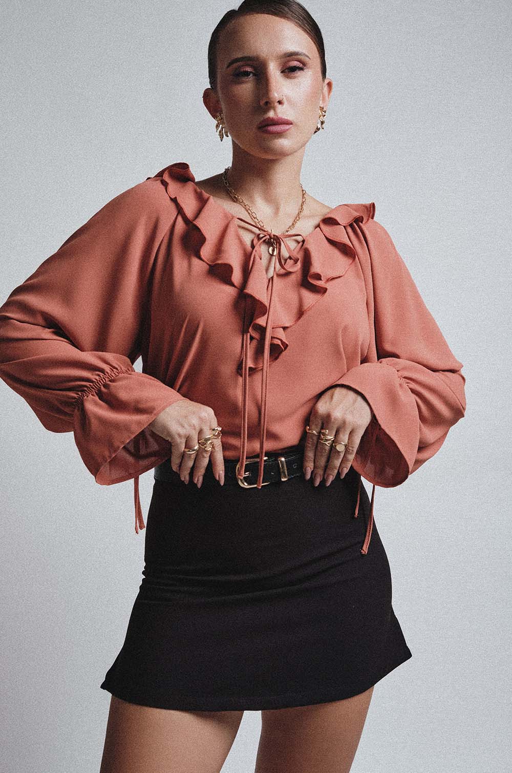 SEAM DETAILED TOP - BURNT ORANGE