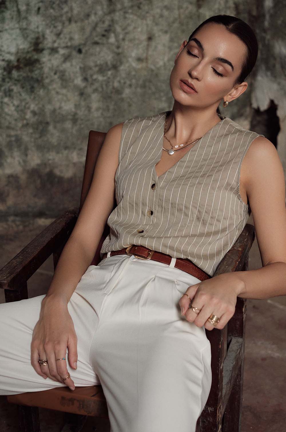 Sleeveless Striped Top