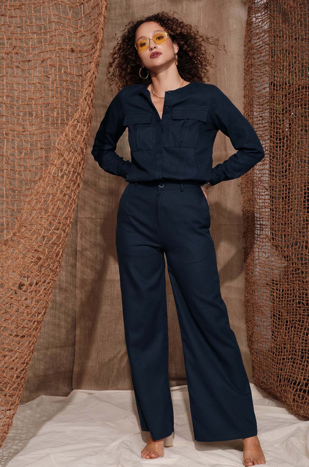 Wide Leg Pant - Navy Blue