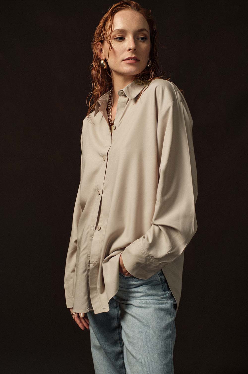 Oversized Shirt - Beige