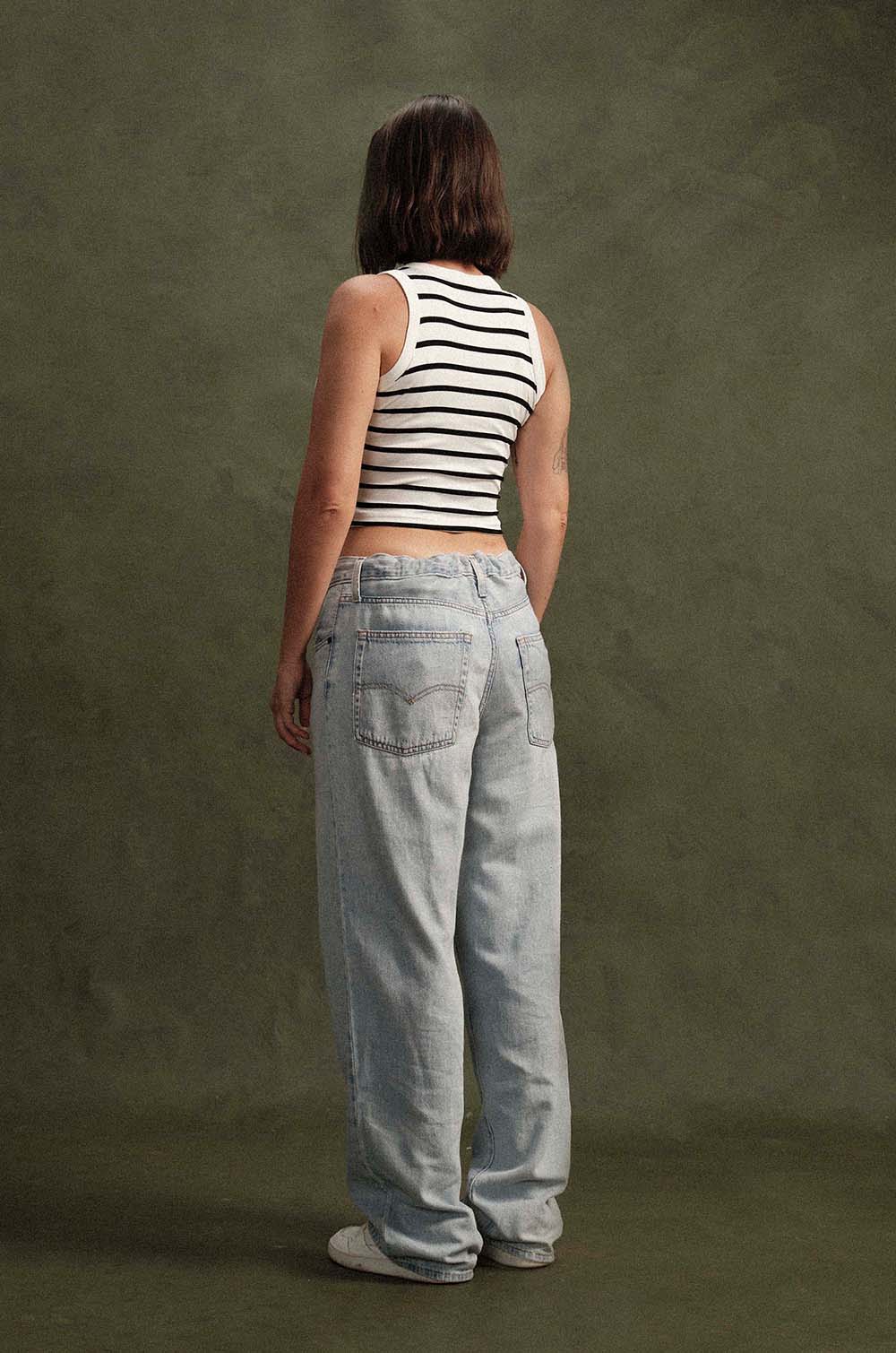 STRIPED CROP TOP - BLACK