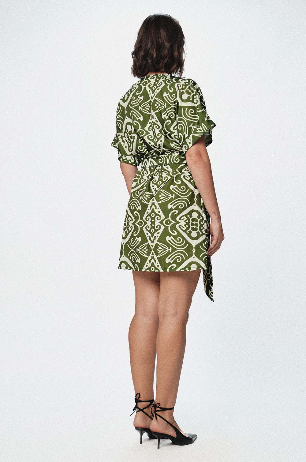 PRINTED WRAPAROUND DRESS - GREEN