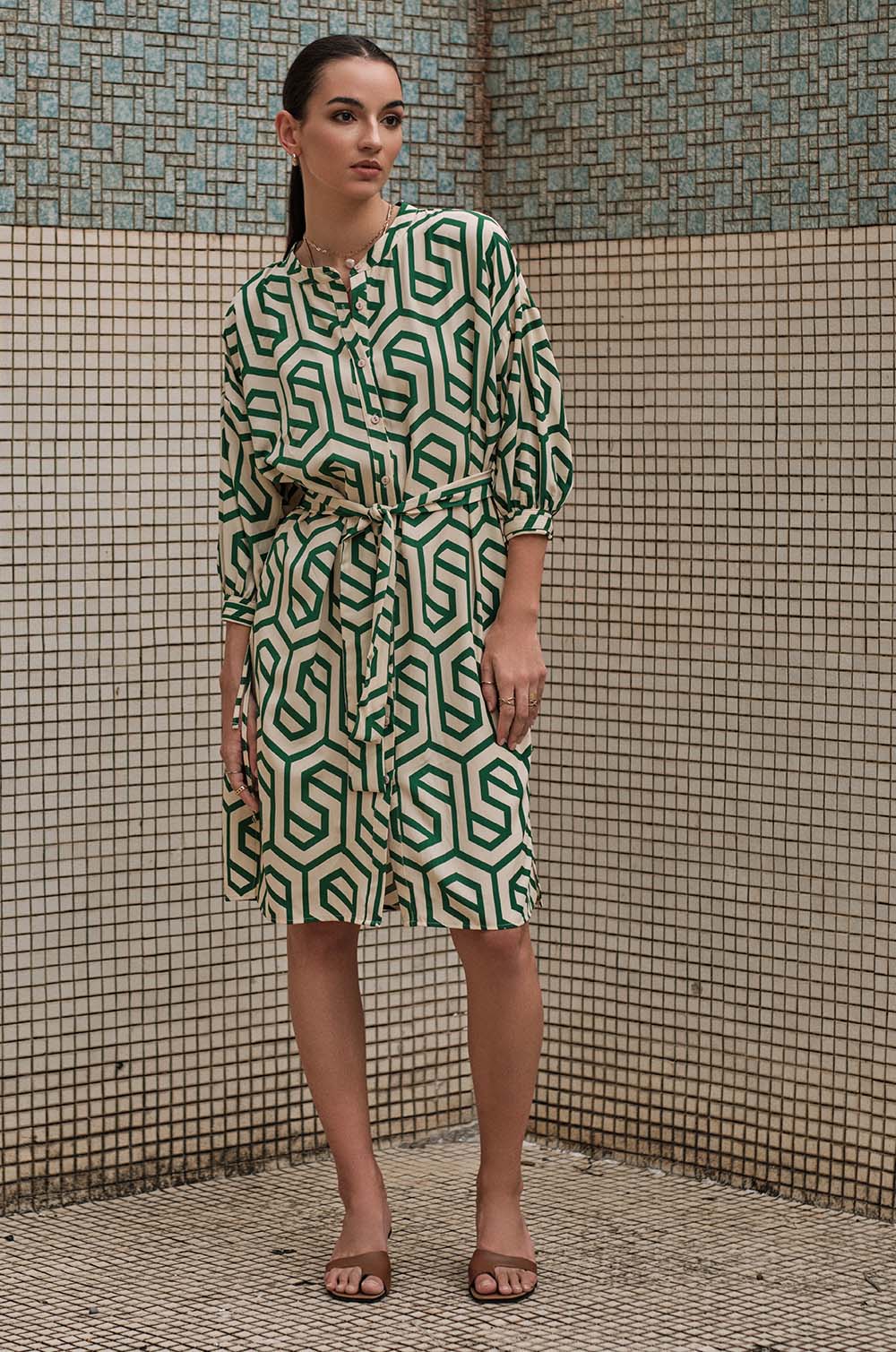Sleeve Detailed Midi Dress