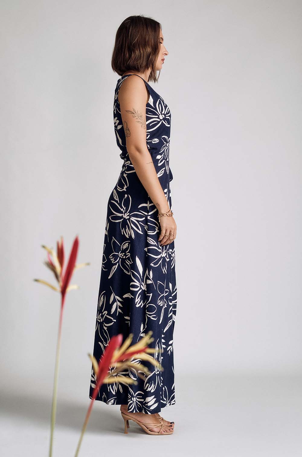 Sleeveless Wraparound Dress Blue