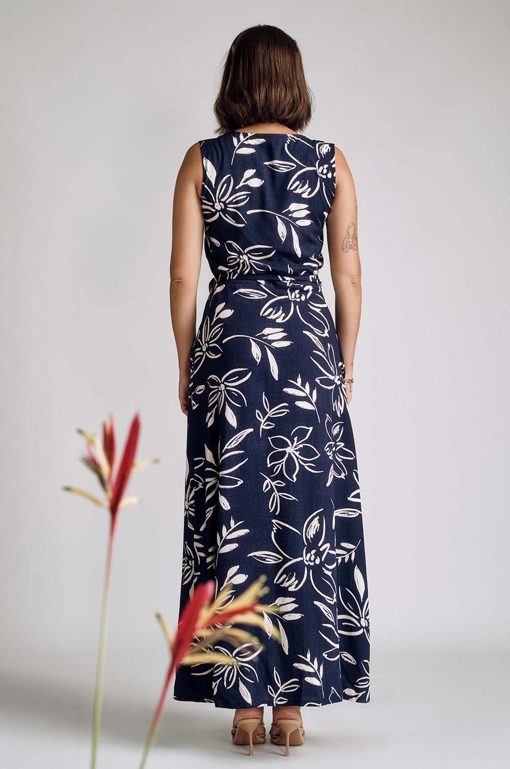 Sleeveless Wraparound Dress Blue