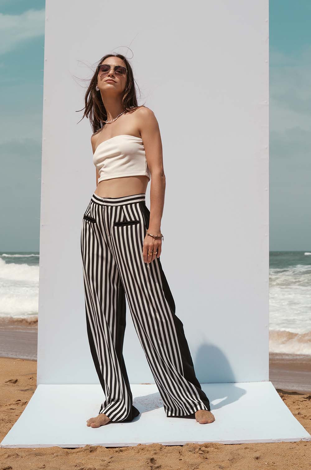 Mixed Fabric Pant