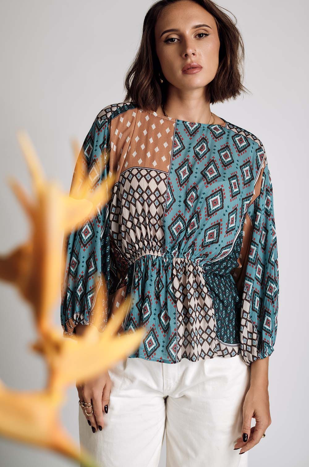 Easy Boho Top Blue Printed