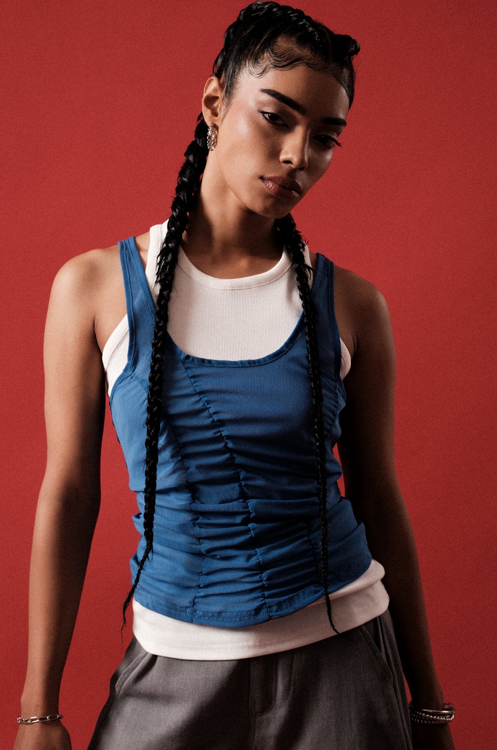 SHEER DRAPE LAYERED TANK TOP