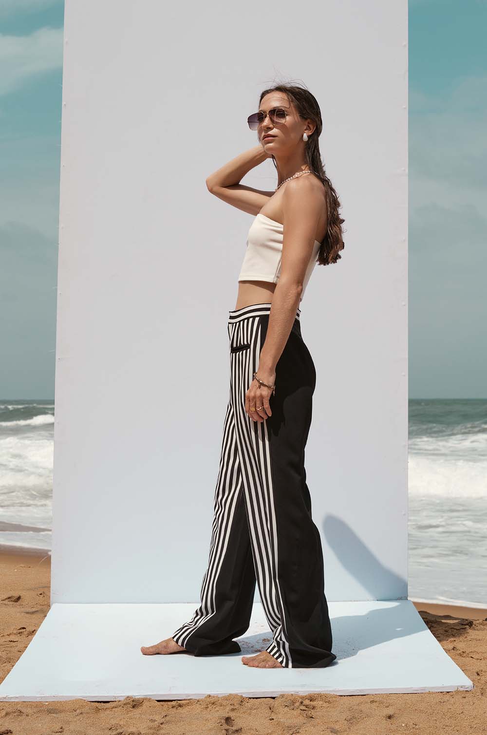 Mixed Fabric Pant