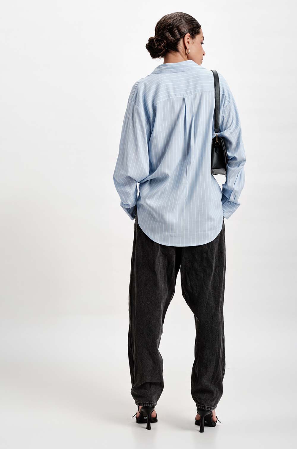 Cut Away Oversized Shirt - Light Blue