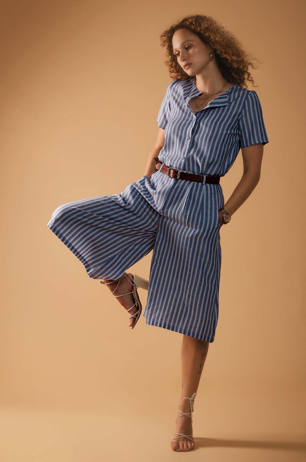 Striped Linen Culotte