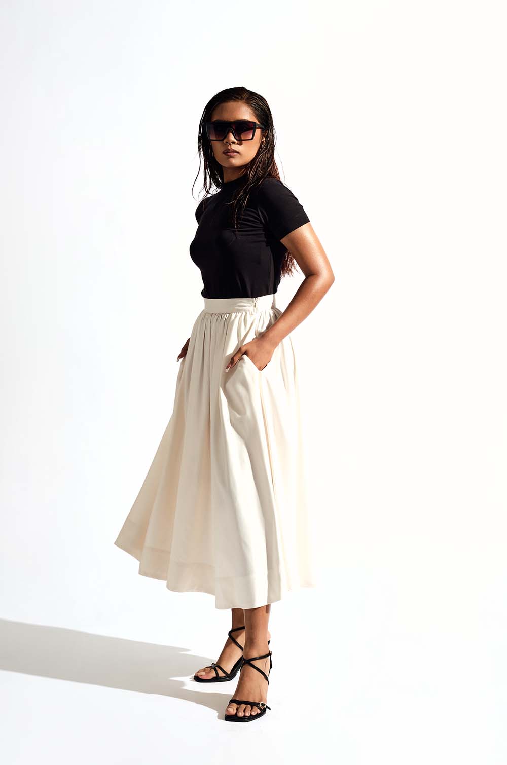 Flared Midi Skirt