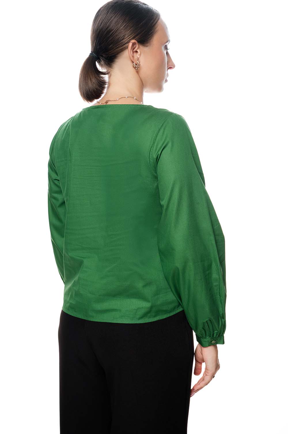 LINE EMBROIDED TOP - GREEN