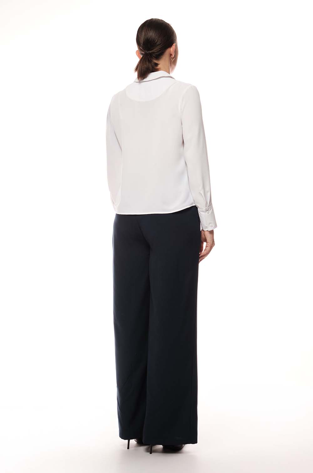 V Neck Long Sleeve Top - white