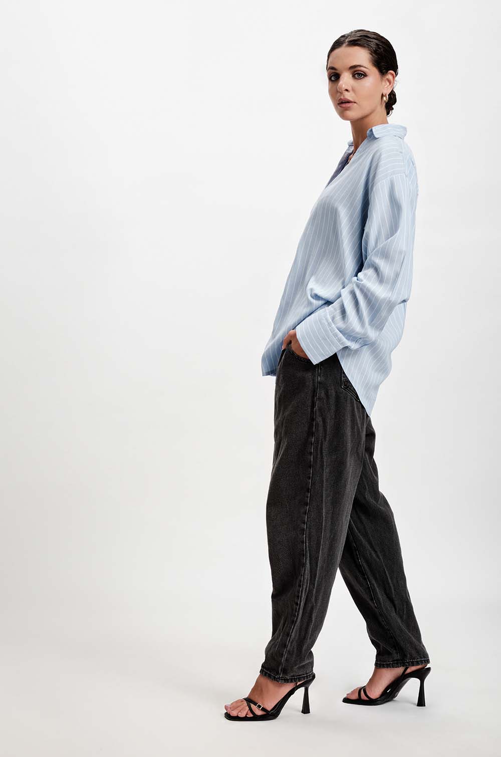 Cut Away Oversized Shirt - Light Blue