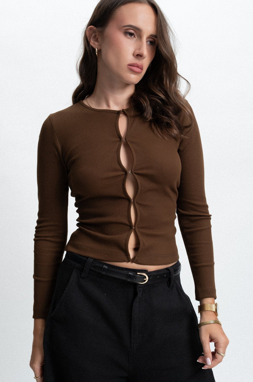 KEYHOLE FRONT TOP - BROWN