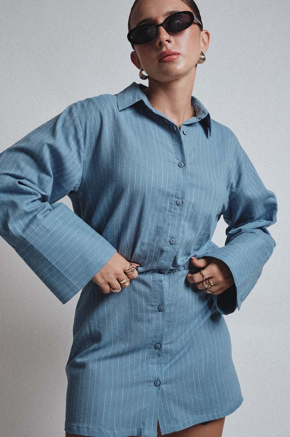 STRIPED SHIRT DRESS