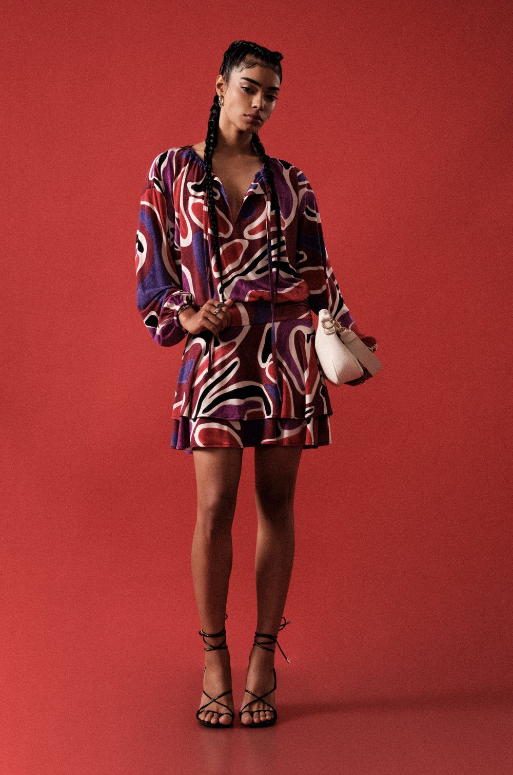 MINI DRESS WITH TIERED SKIRT