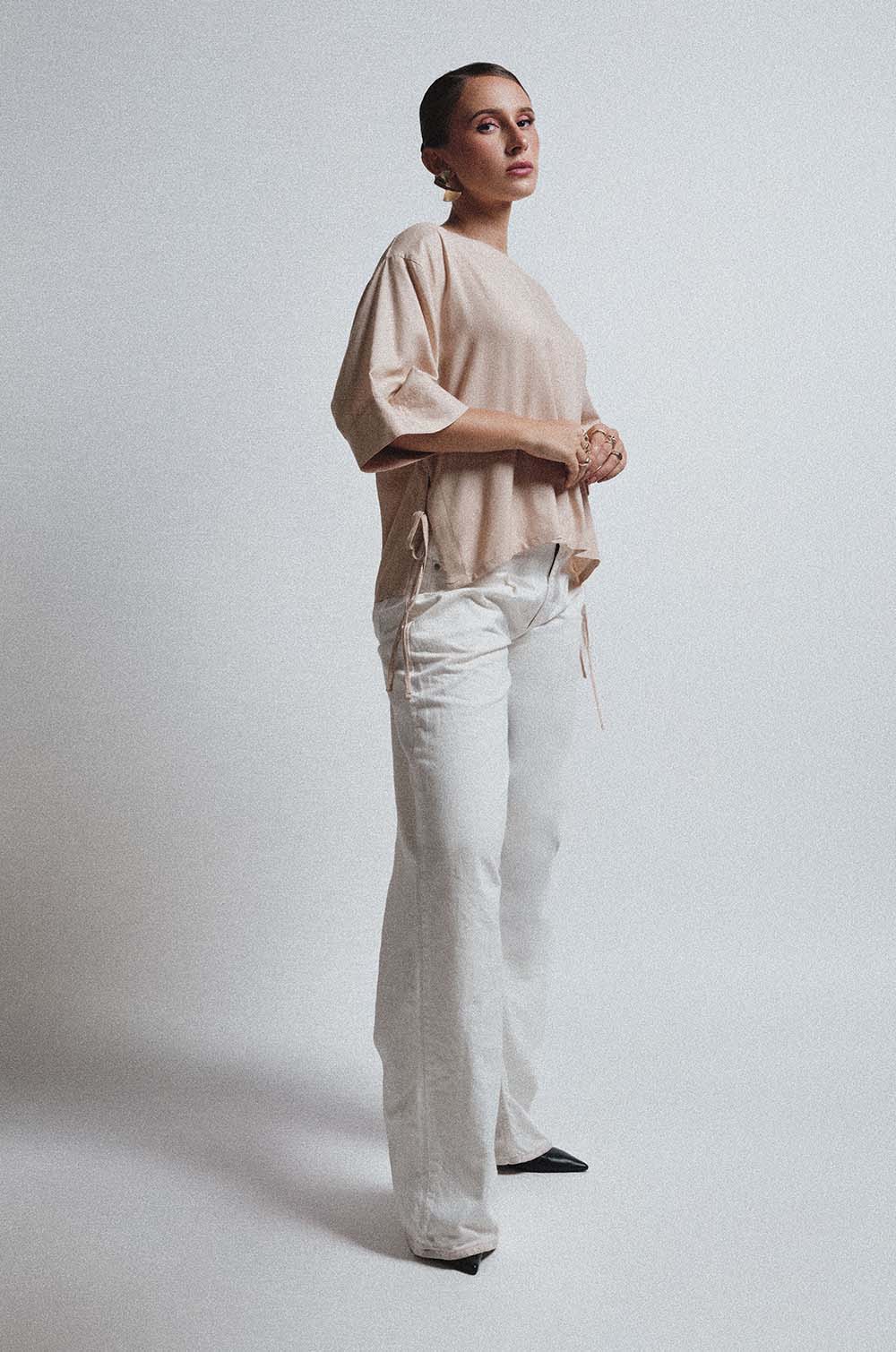 SIDE TIED PULL ON TOP - BEIGE