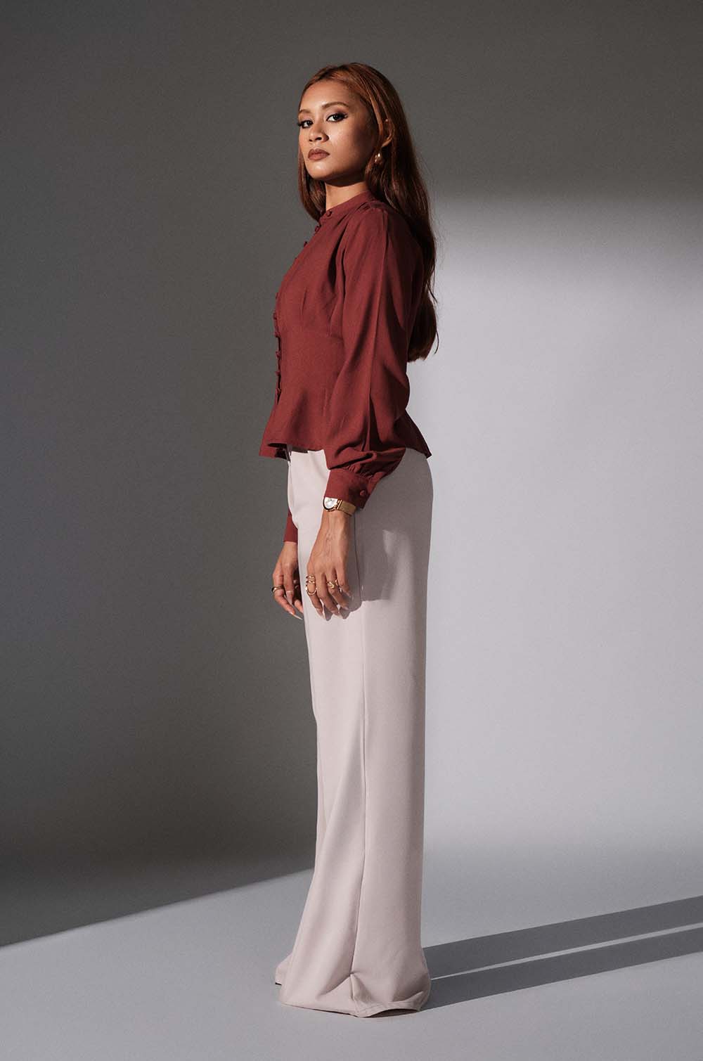 Waist Accentuated Top - Maroon