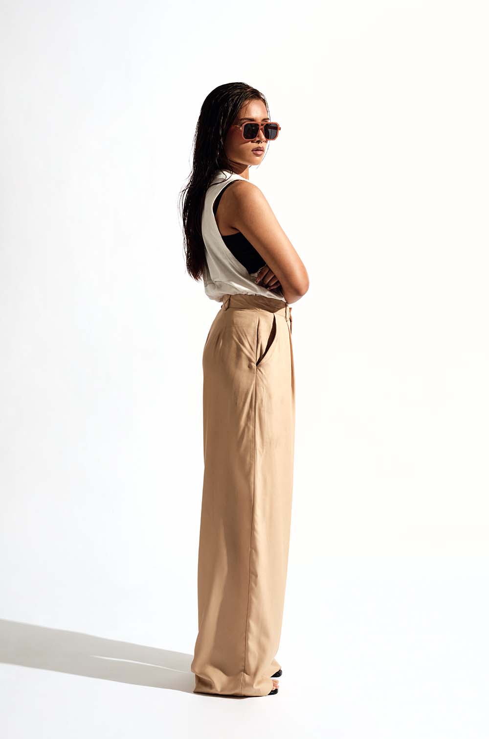 Mid Rise Tailored Pants