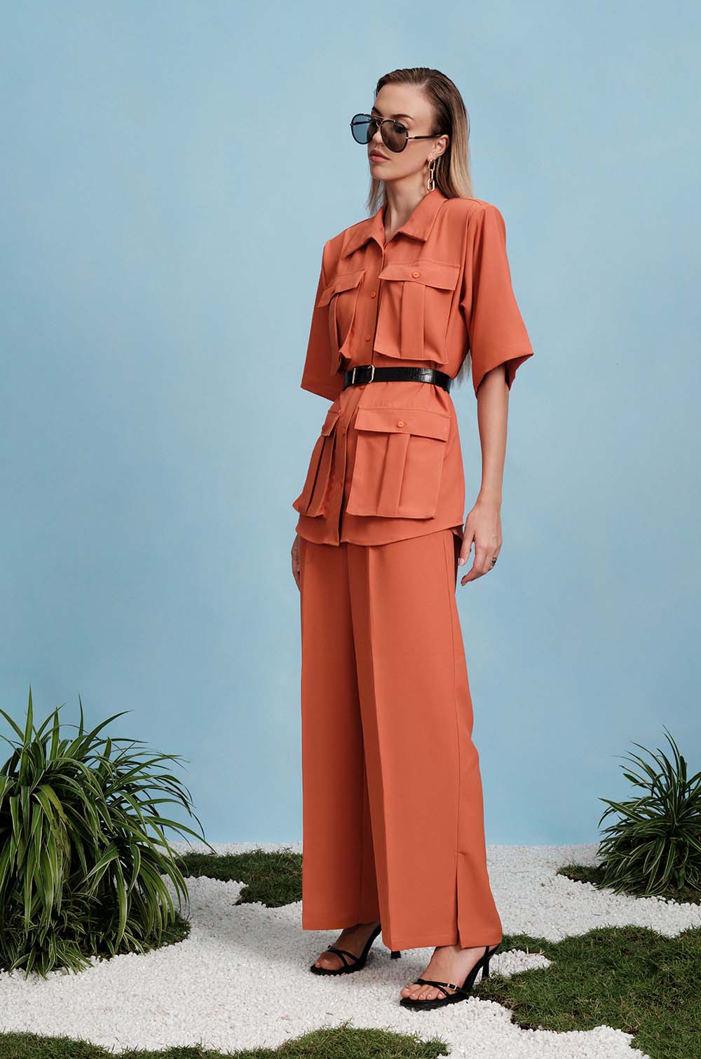 Pant with Side Slits - Orange