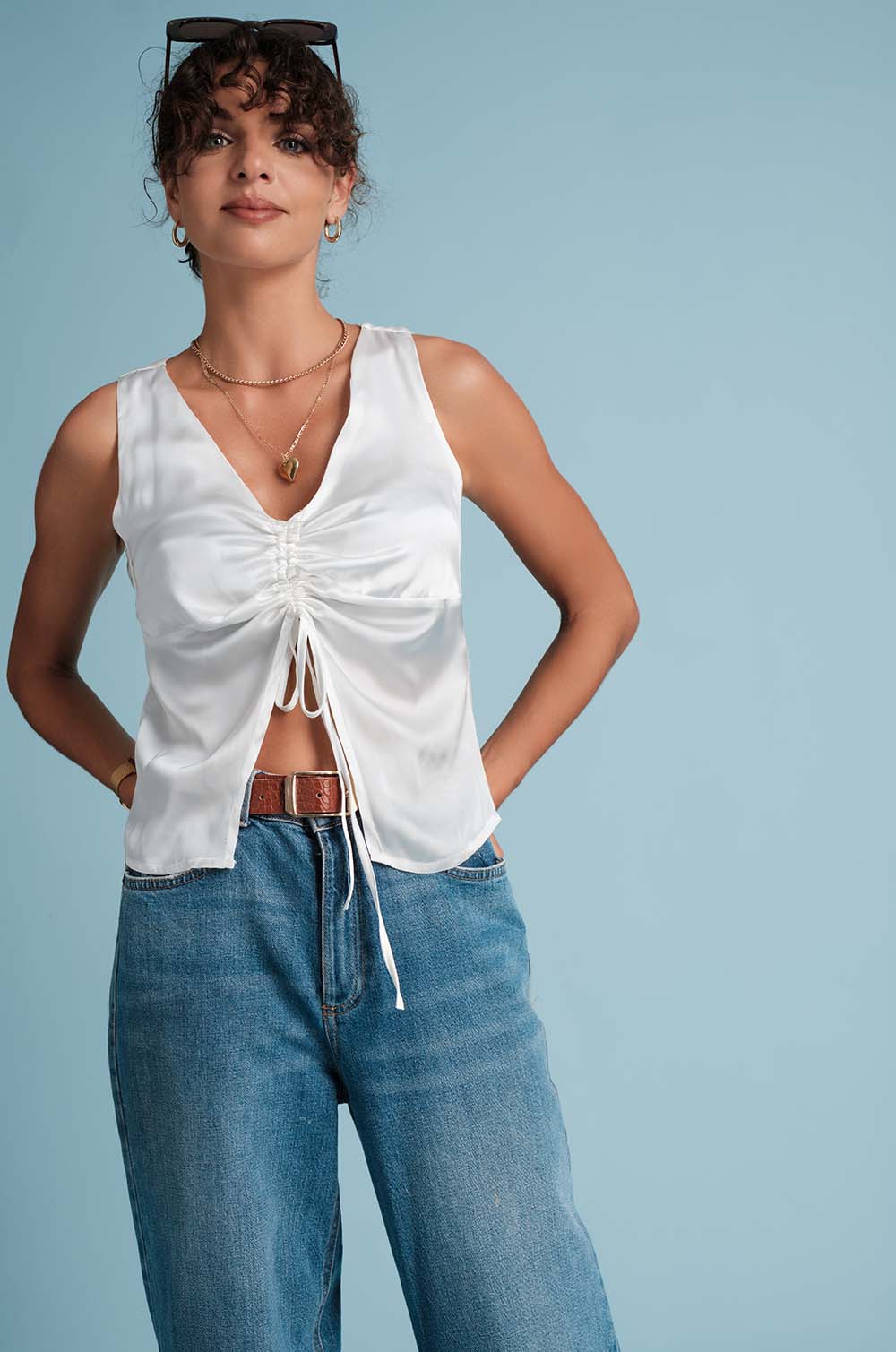 Front Ruched Sleeveless Top