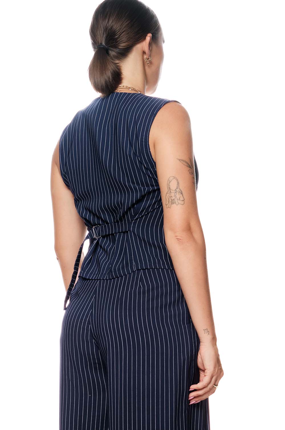 STRIPED WAIST COAT - BLUE