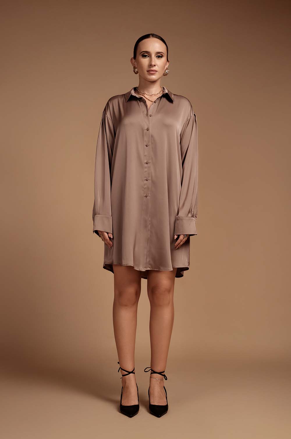 Satin Shirt Dress