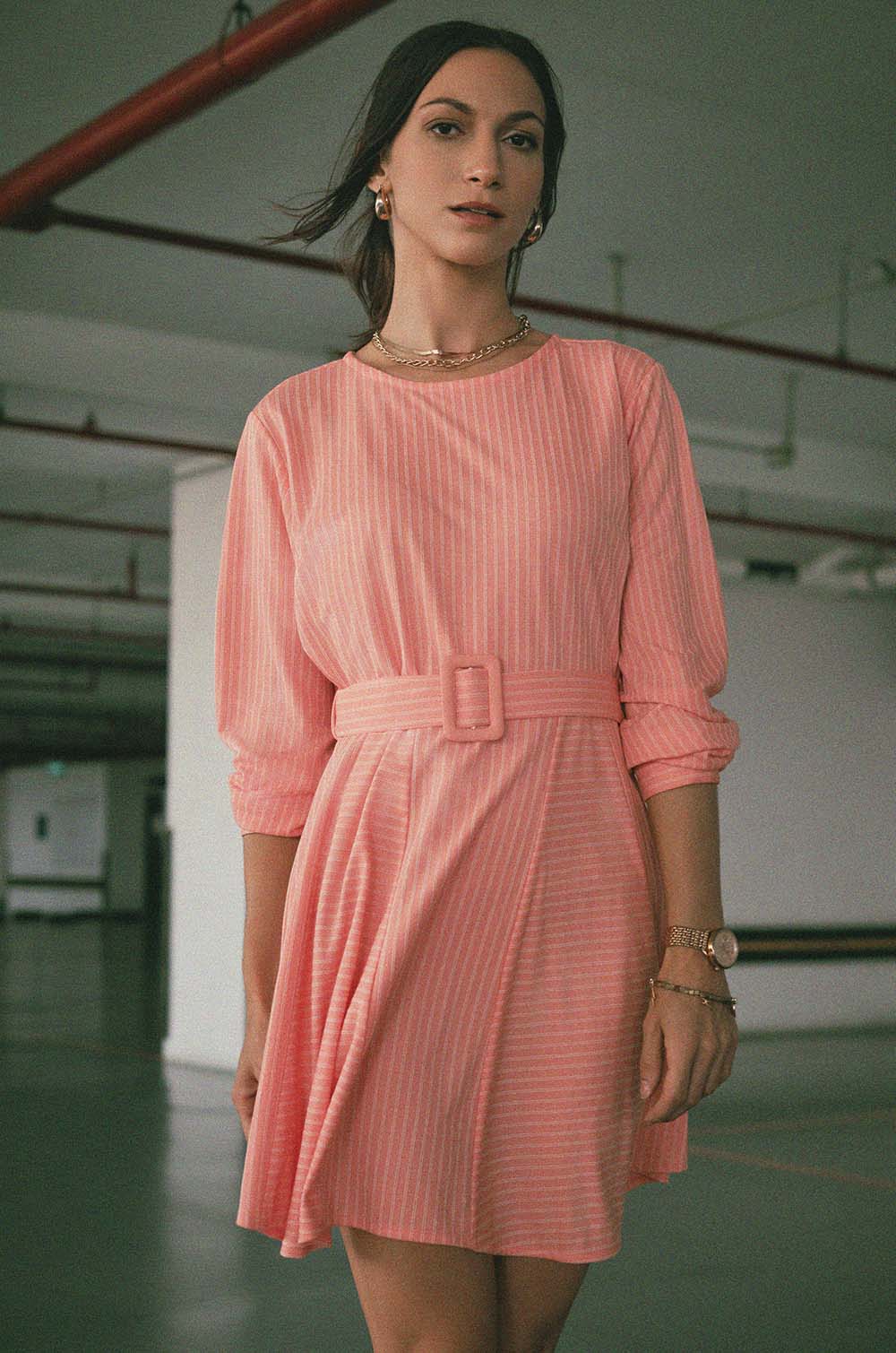 Peach Long Sleeve Dress