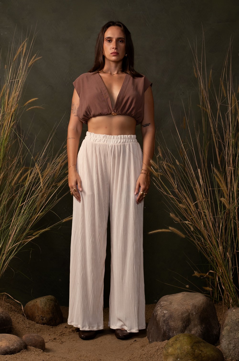 ELASTICATED WIDE-LEG PANT