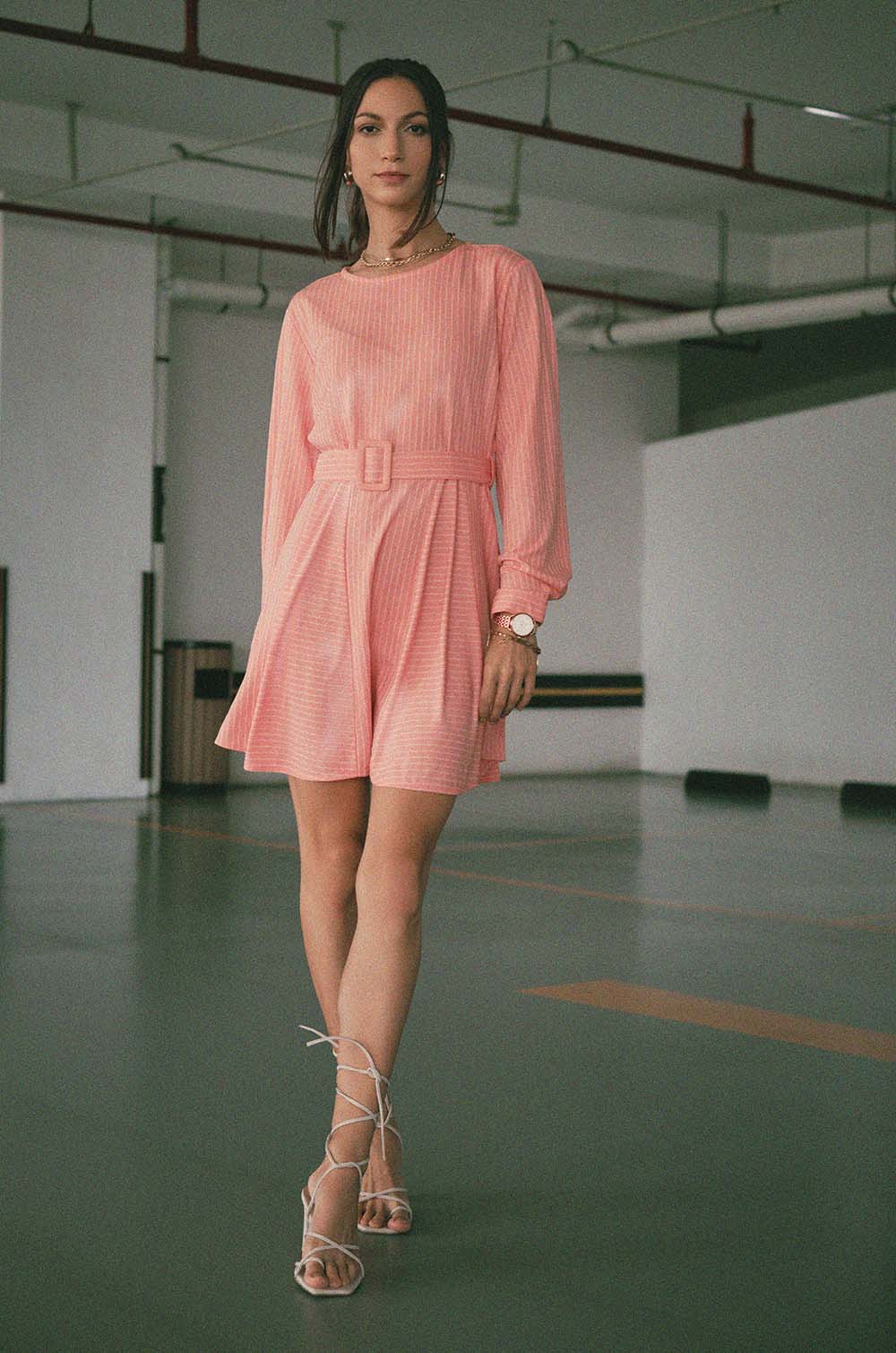 Peach Long Sleeve Dress