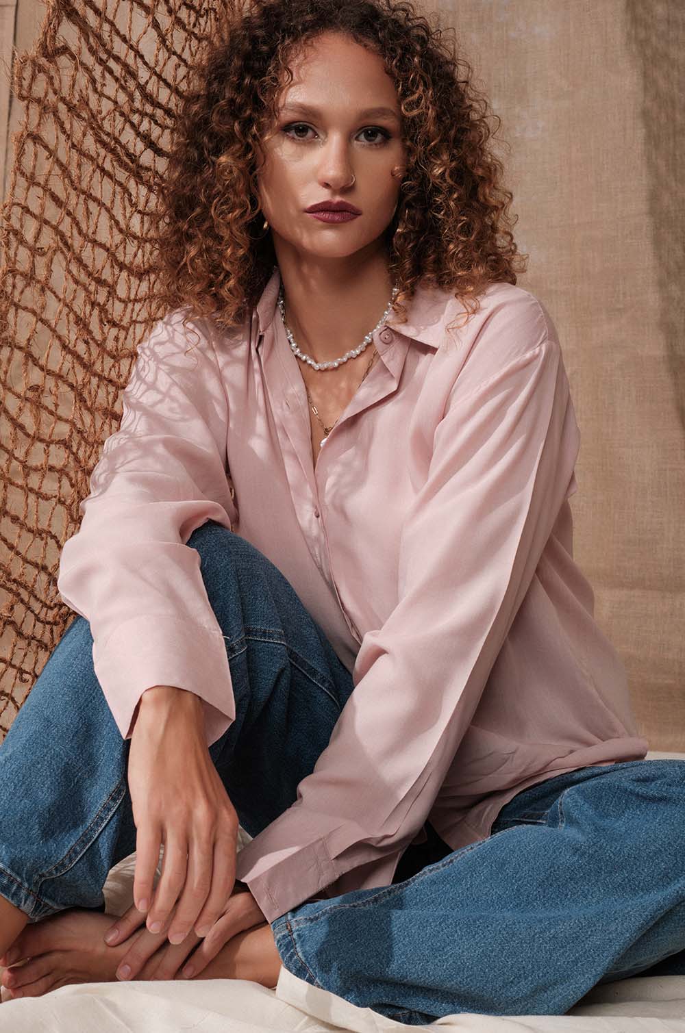 Oversized Shirt- Blush Pink