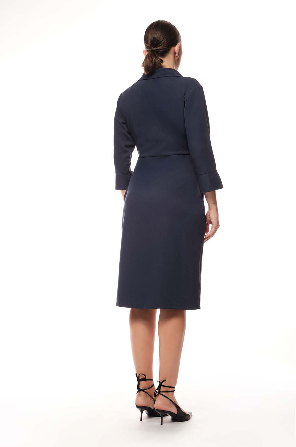 Mock Wraparound Dress - Blue