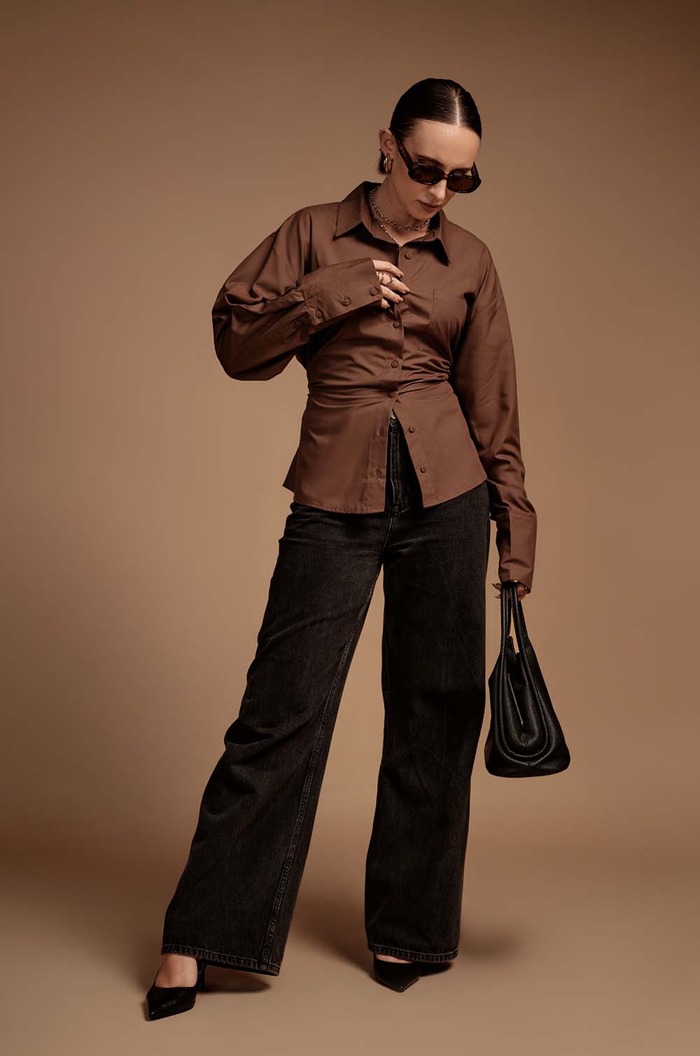 Waist Accentuating Top - BROWN