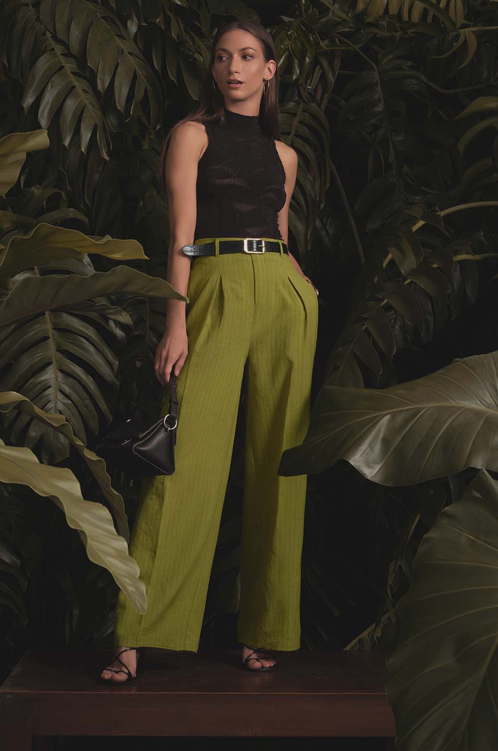 Pin Stripe Tailored Pants- Lime