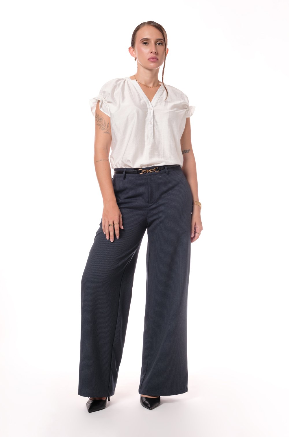 FLUTTER - SLEEVE  BLOUSE - WHITE