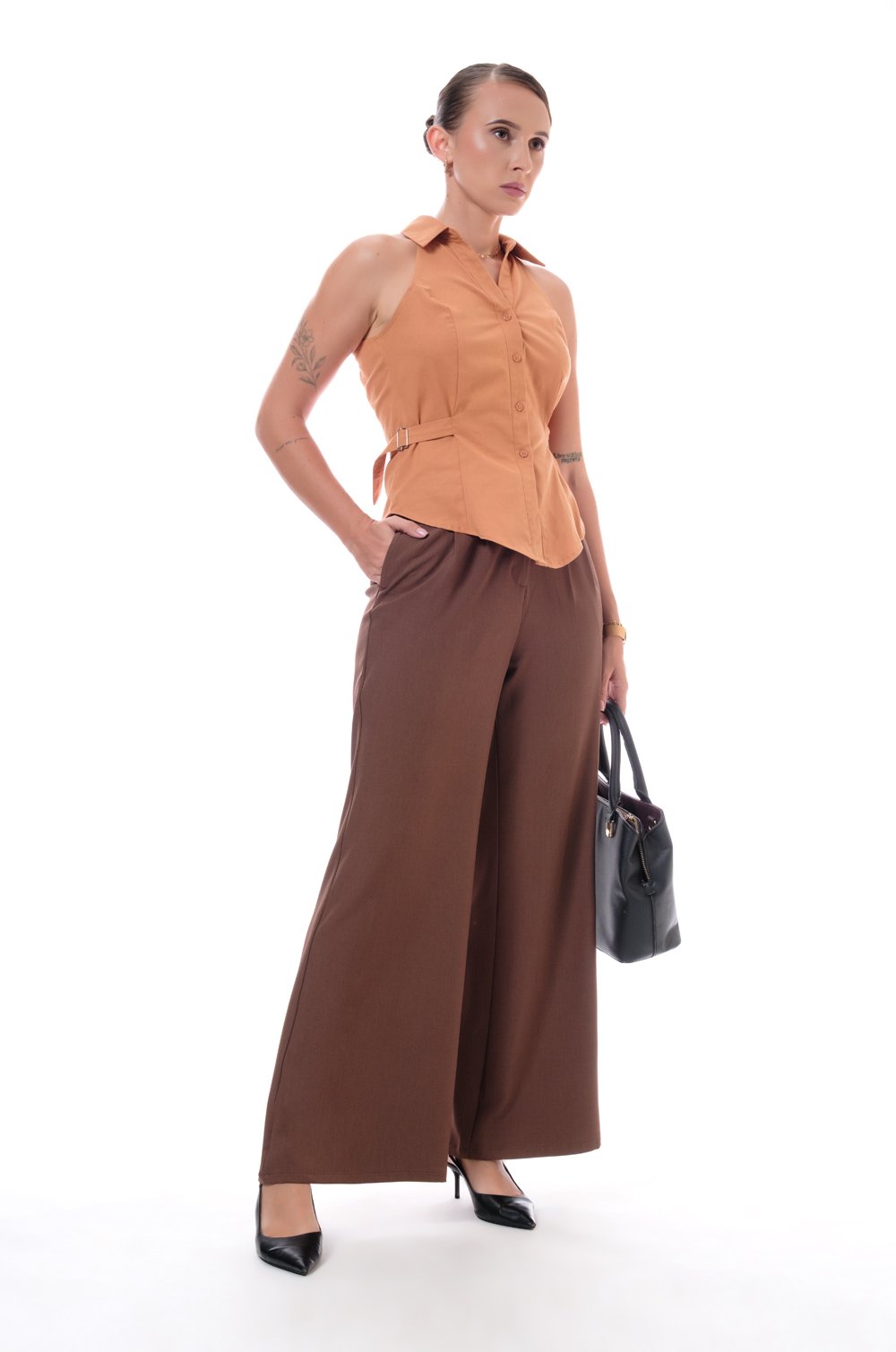 WAIST CINCHING HALTER WAISTCOAT - ORANGE