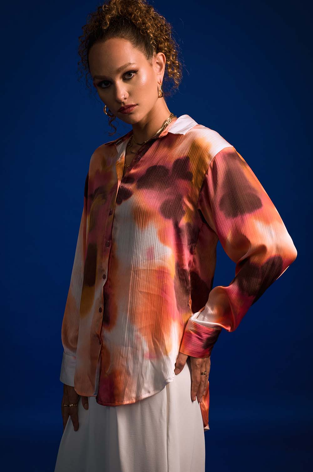 Crinkle Satin Oversized Shirt