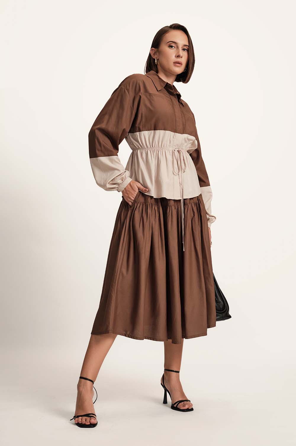 Gathered Midi Skirt