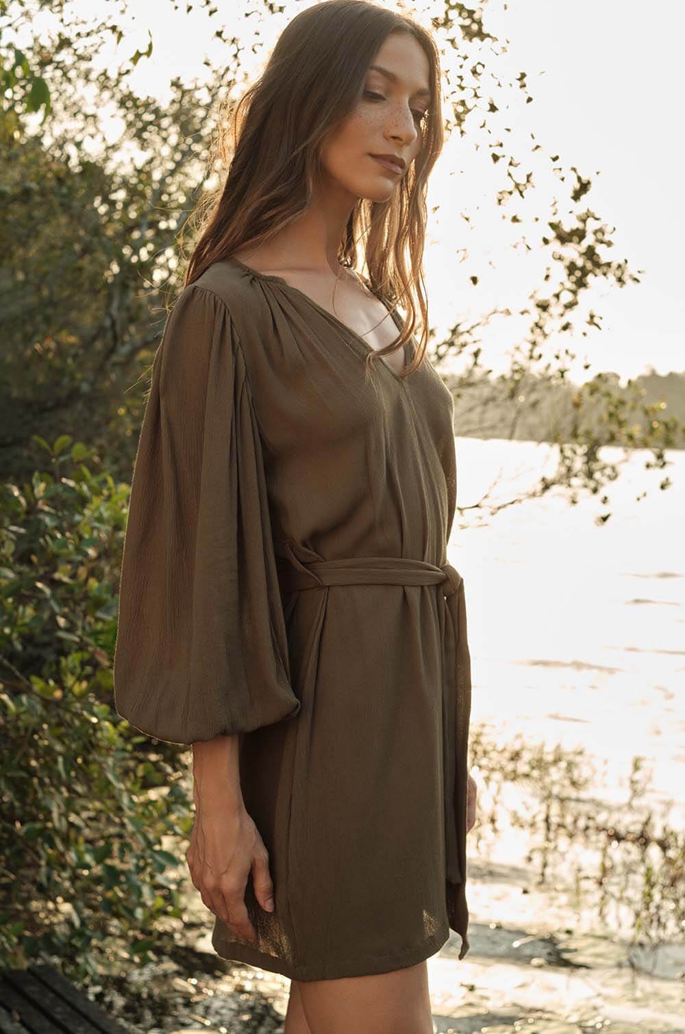 Balloon Sleeve Short Dress